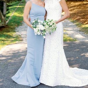 AMSALE CECILIA ONE SHOULDER BRIDESMAID DRESS IN DUSK SIZE 4